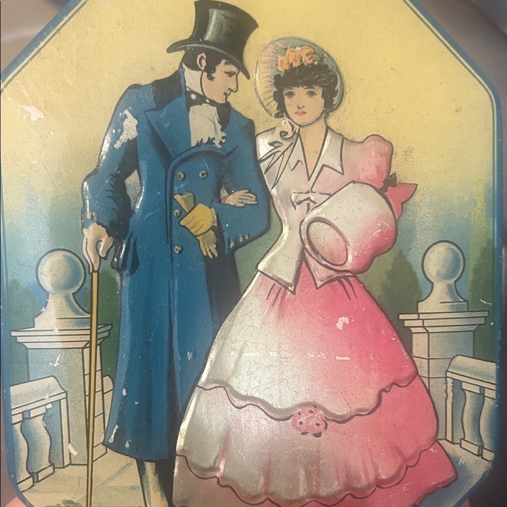 Vintage Decorative Tin with Blue and Pink Design Bridgerton - Picture 5 of 6